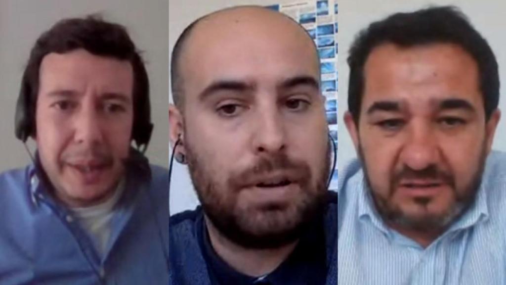 Francisco Javier Martín (Elewit); Javier Asperilla (Heatconv) y Santiago Garrido (Gas&Go) durante la mesa de empresas en la jornada sobre energía.