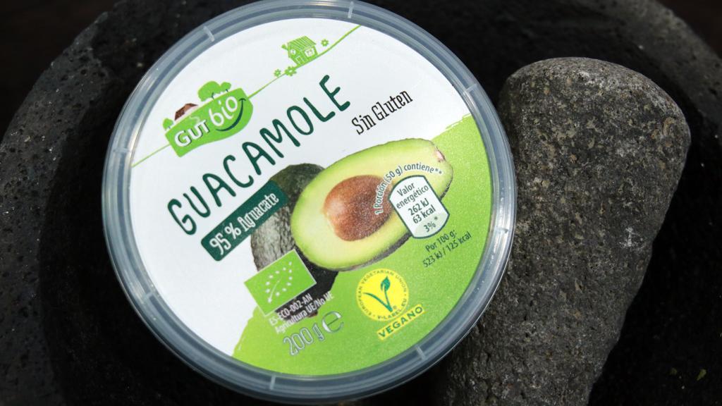 El bote de 250 gramos de guacamole de GutBio, la gama de productos ecológicos de Aldi.