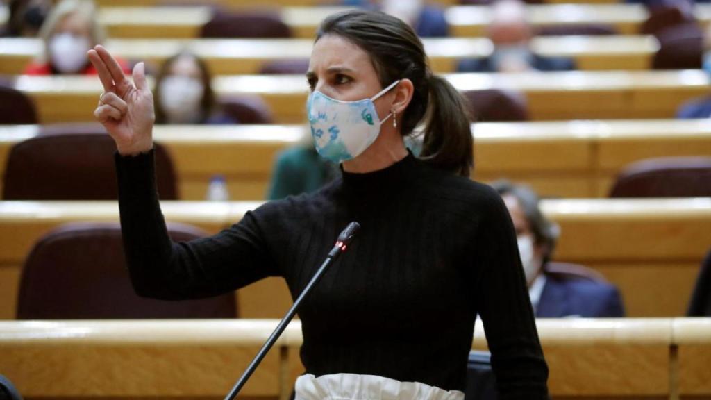 Irene Montero en una intervención, en el Senado.