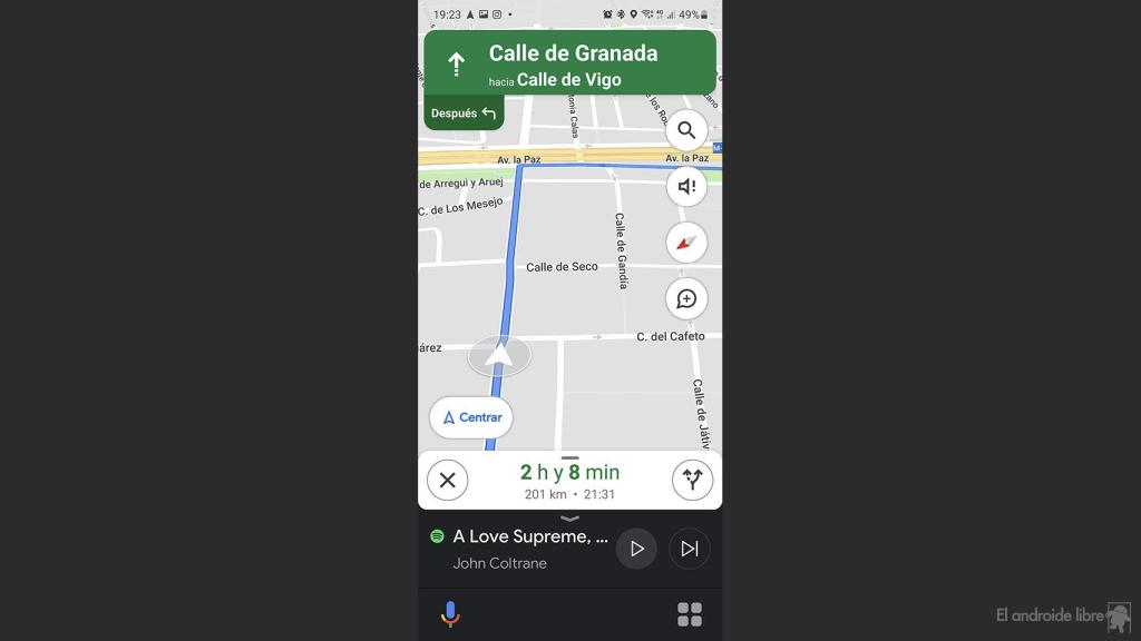 Navegación activa en Maps