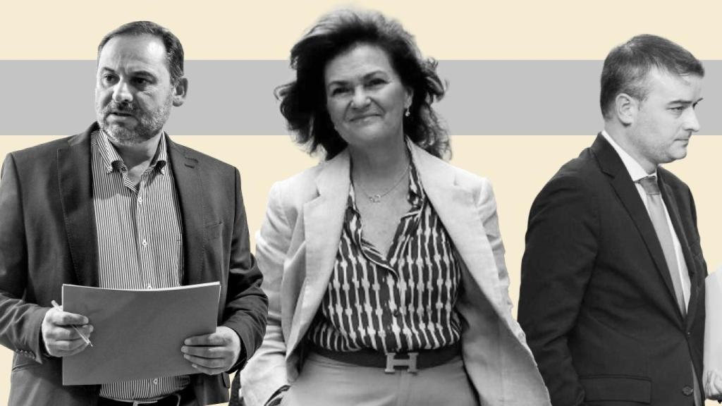 José Luis Ábalos, Carmen Calvo e Iván Redondo.