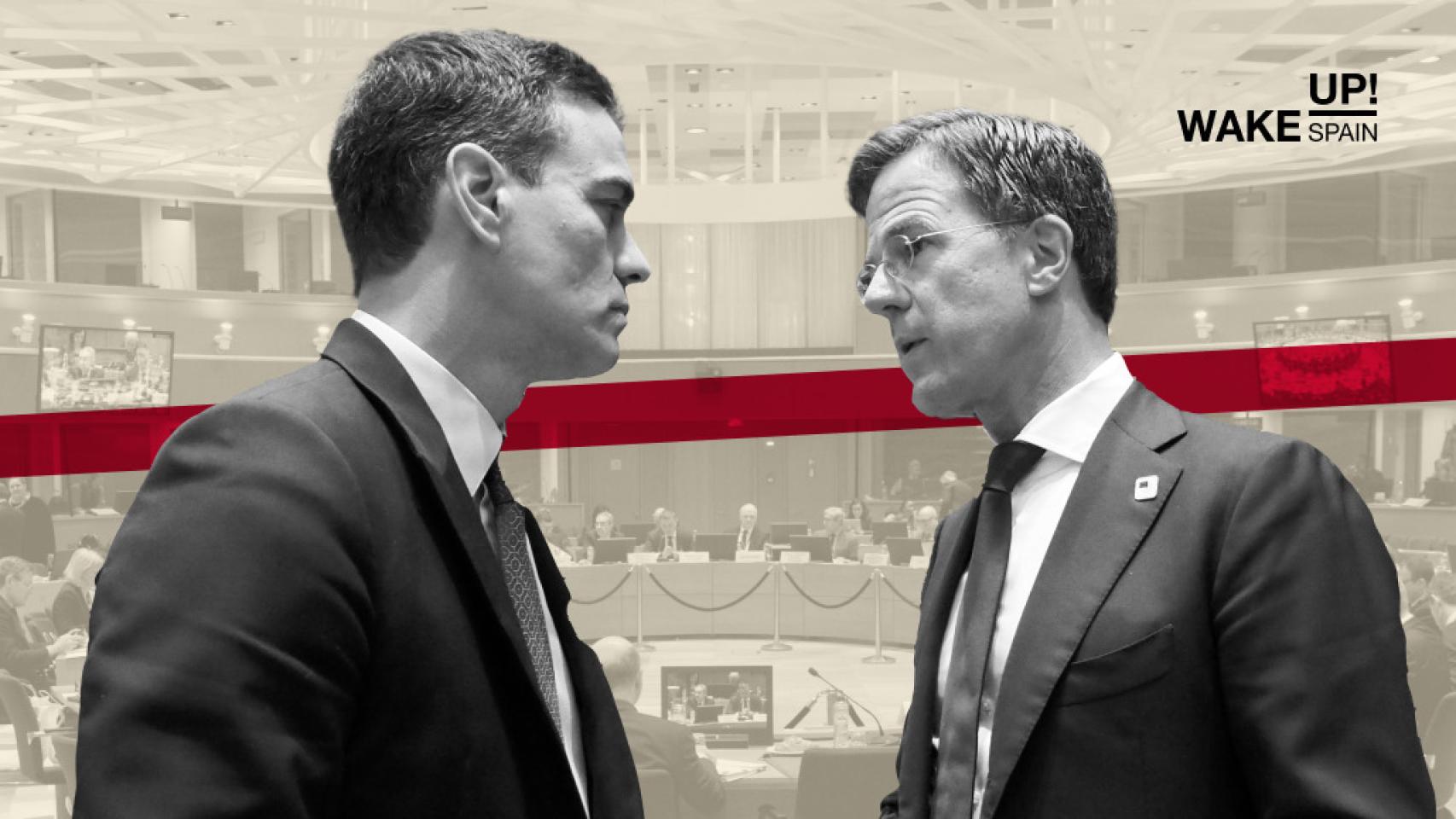 El presidente del Gobierno de España, Pedro Sánchez, y el primer ministro holandés, Mark Rutte.