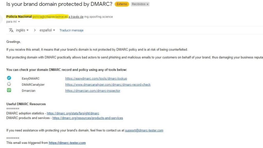 Correo electrónico falso