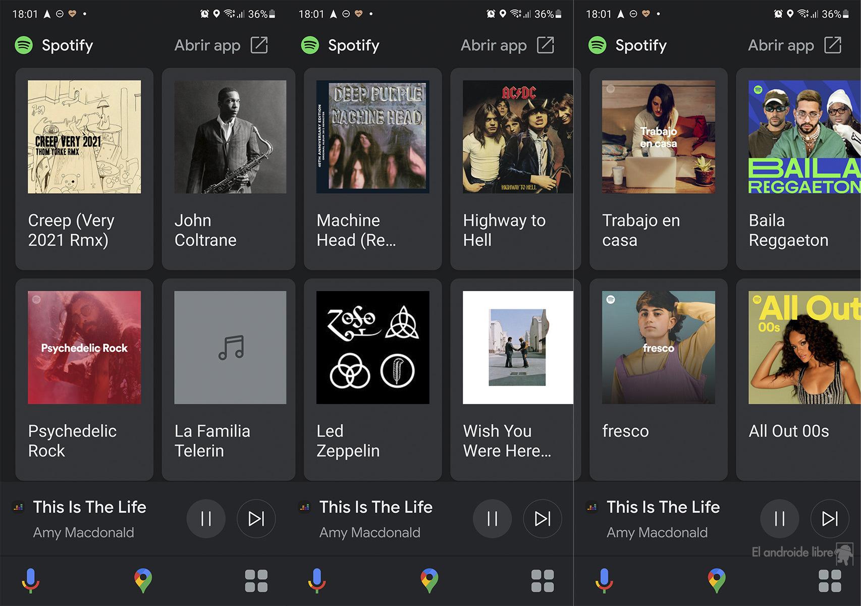 Spotify en el modo de conducción