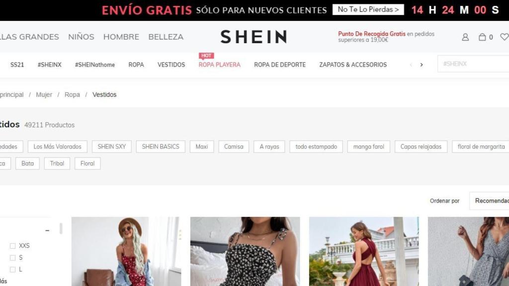 Página web de Shein.