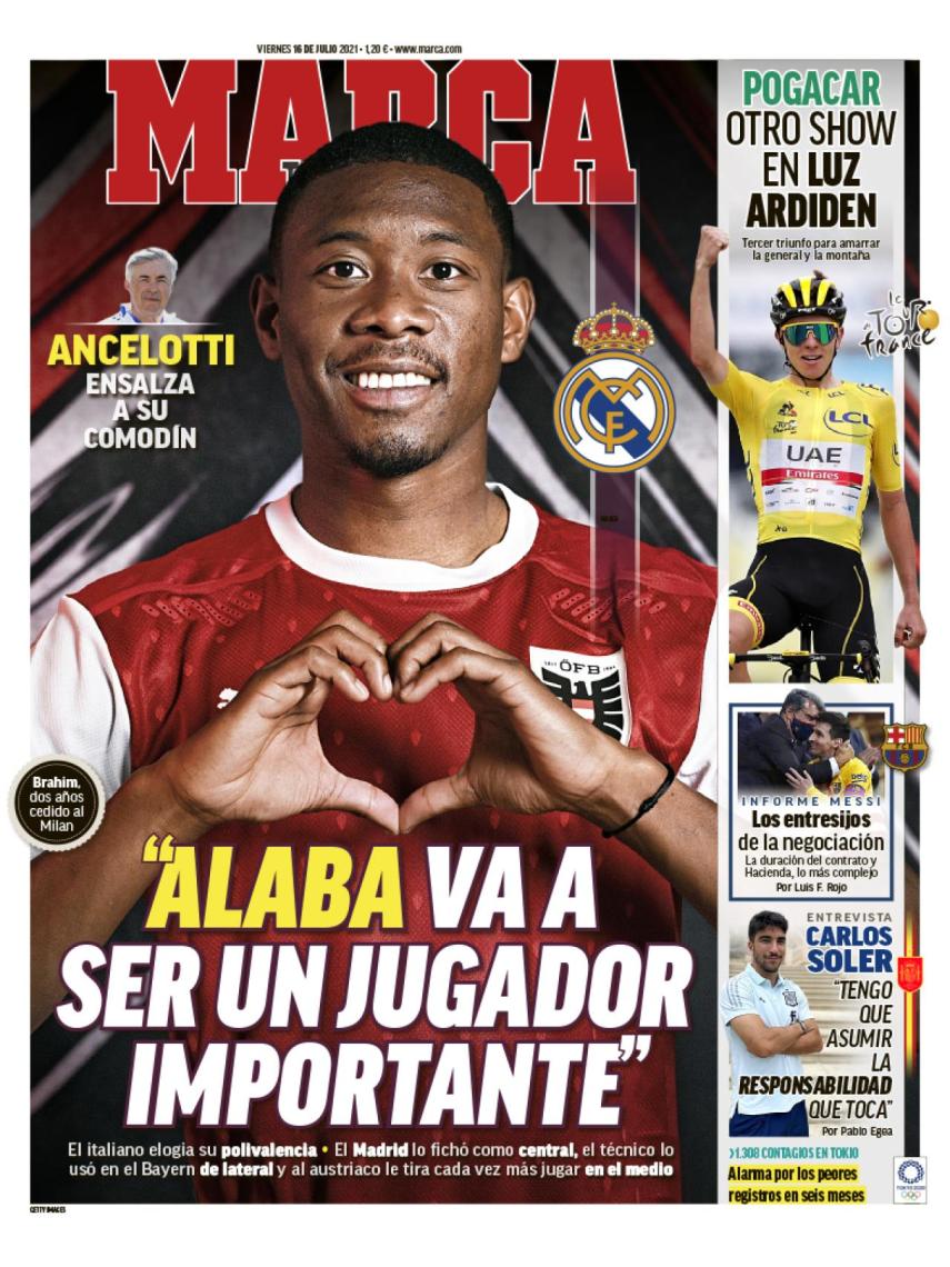 La portada del diario MARCA (16/07/2021)