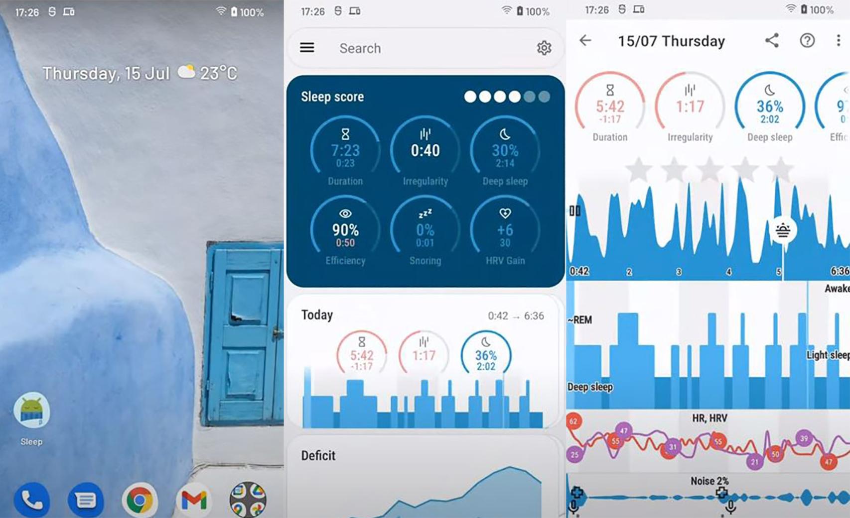 Sleep as Android con un wallpaper con tonos azules