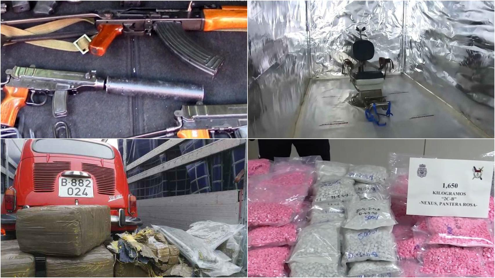 Algunas de las drogas, armas o instrumentos de tortura incautados a los holandeses estos años.