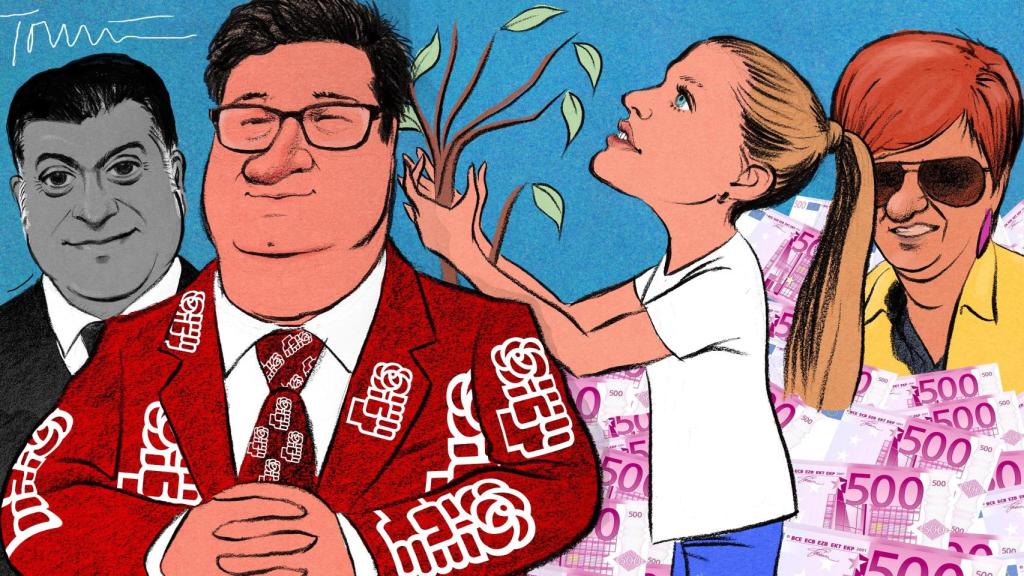 Tico el reportero, Óscar de la Moncloa, la princesa en vísperas y Sandra la rica hippy.