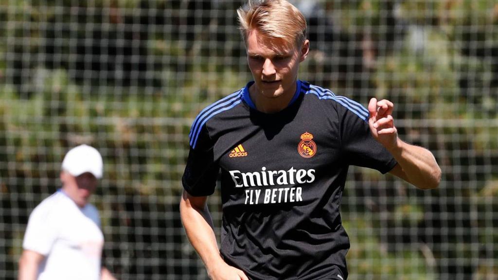 Martin Odegaard, durante un entrenamiento con el Real Madrid