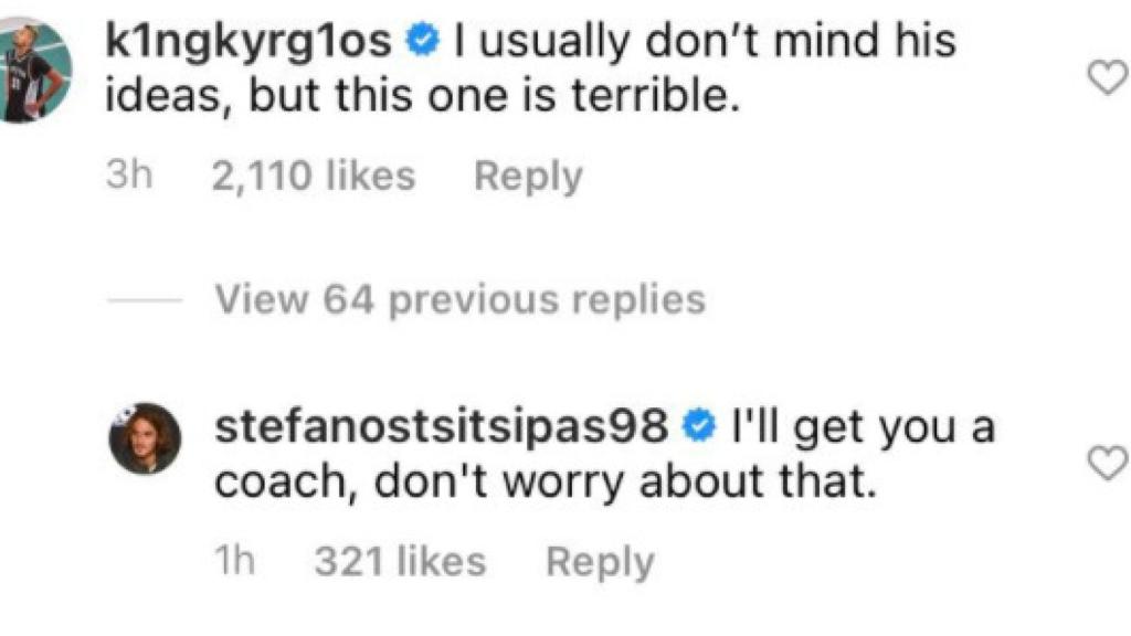 El comentario de Nick Kyrgios a Stefanos Tsitsipas y la respuesta del griego