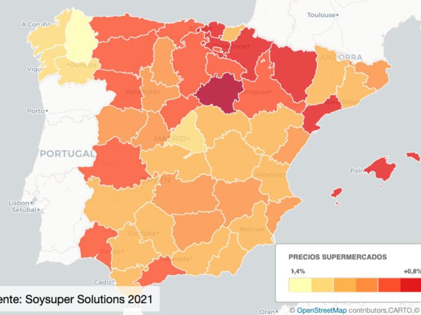 Mapa Barómetro precios supermercados