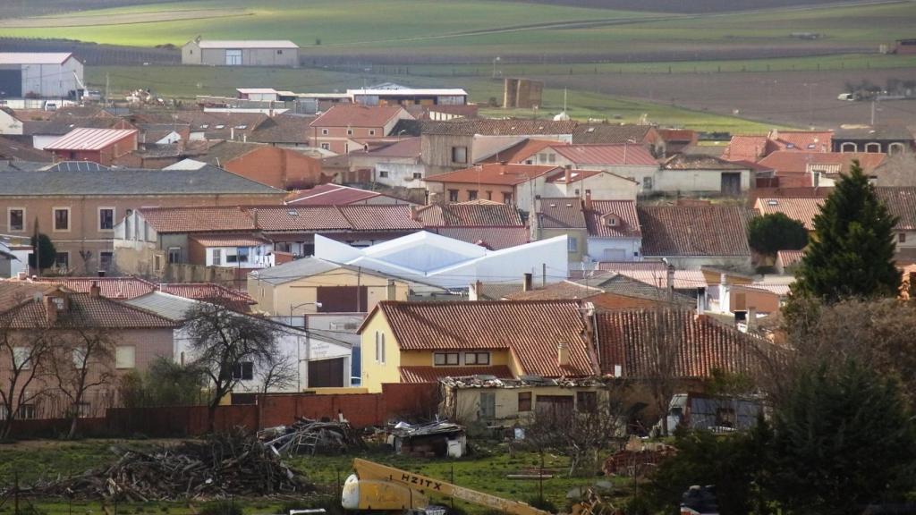 Tejado de la bodega Barco del Corneta en La Seca.