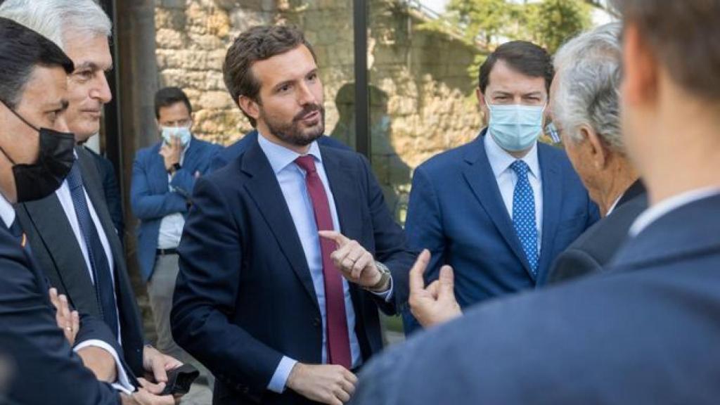 El presidente del Partido Popular, Pablo Casado, este lunes en Ávila.