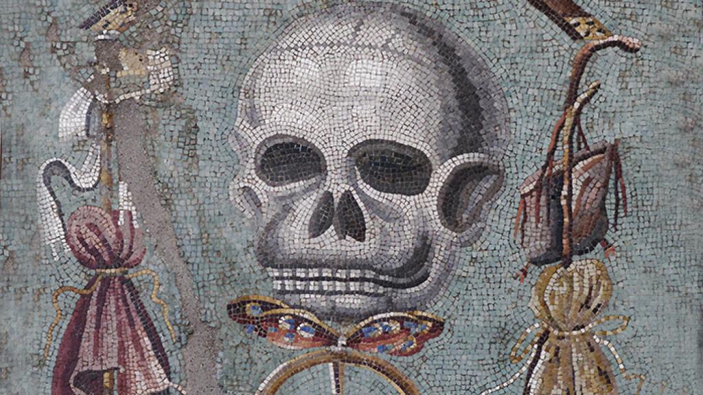 'Memento-mori',-fresco-pompeyano-que-representa-la-Rueda-de-la-Fortuna,-siglo-I-a.-C,-Museo-de-Nápoles