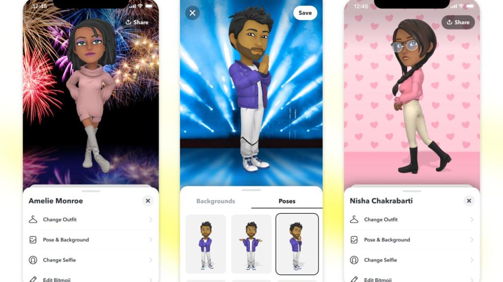 Nueva imagen de los Bitmojis de Snapchat