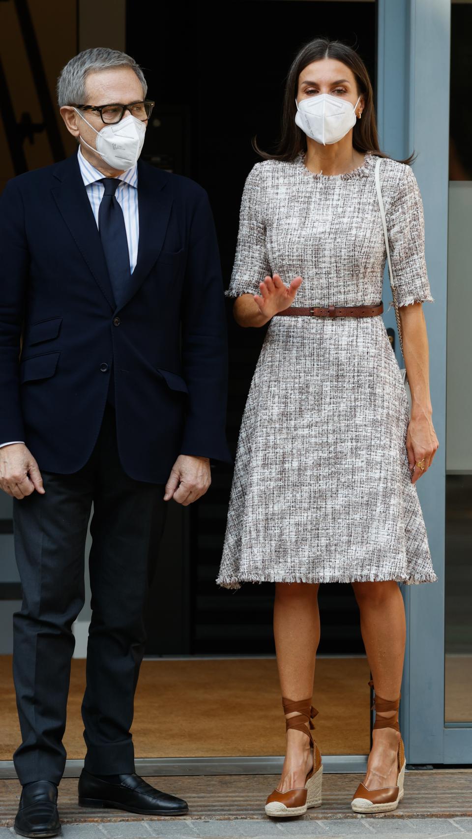 El 'outfit' reciclado de la Reina para el acto de este jueves.