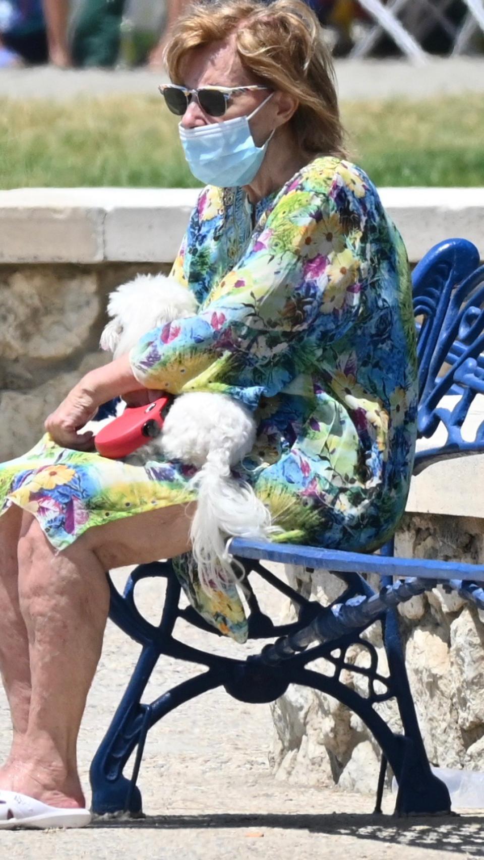 Teresa Campos en la playa de Málaga en julio de 2020.