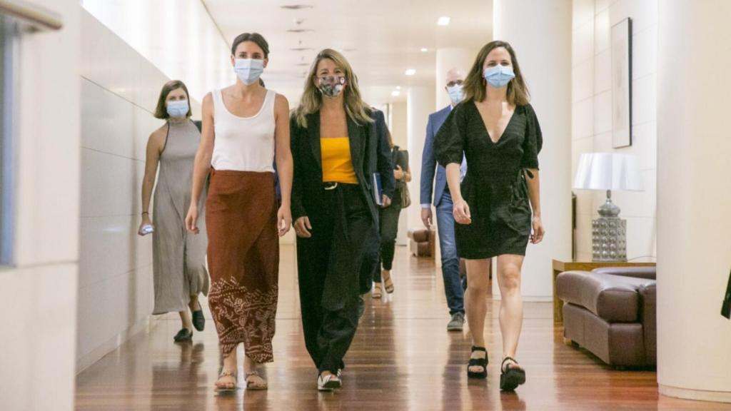 Irene Montero, Yolanda Díaz e Ione Belarra en una foto publicada por la vicepresidenta.