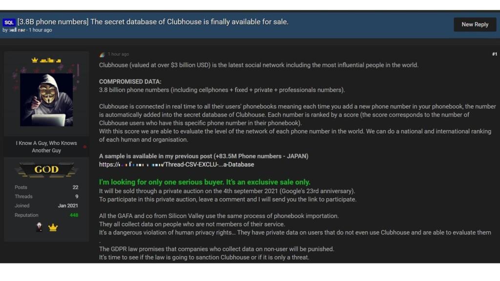 Venta de datos de Clubhouse