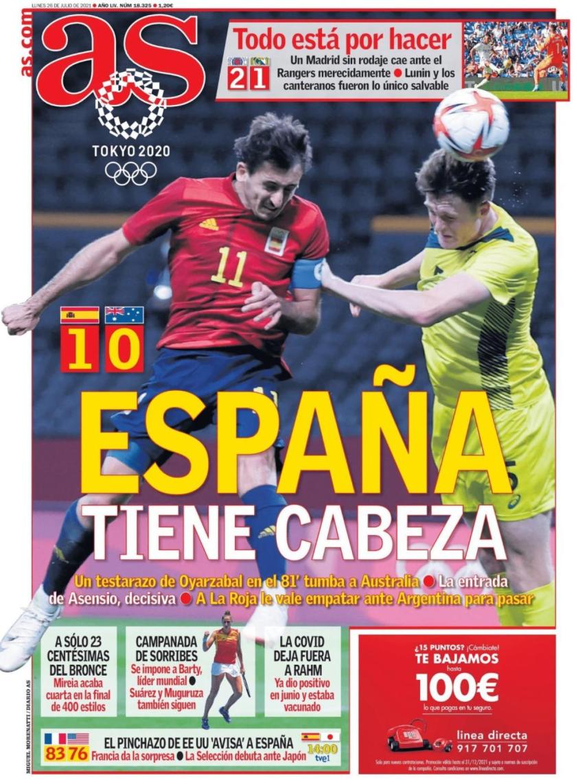 La portada del diario AS (26/07/2021)
