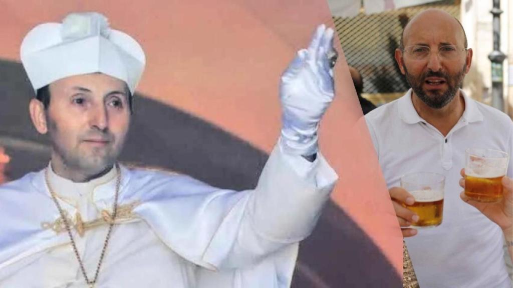 Ginés, a la izquierda, en su época de Papa. A la derecha, tras abdicar por amor.