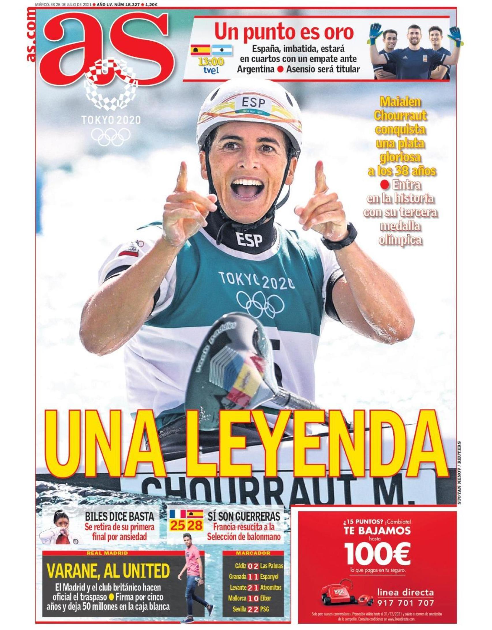 La portada del diario AS (28/07/2021)
