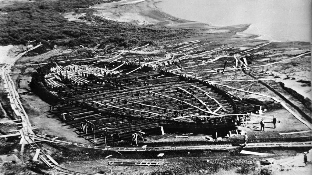 Uno de los barcos de Calígula recuperados en el lago Nemi.