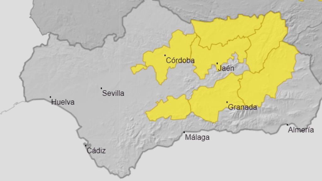 Mapa de los avisos por altas temperaturas para este fin de semana.