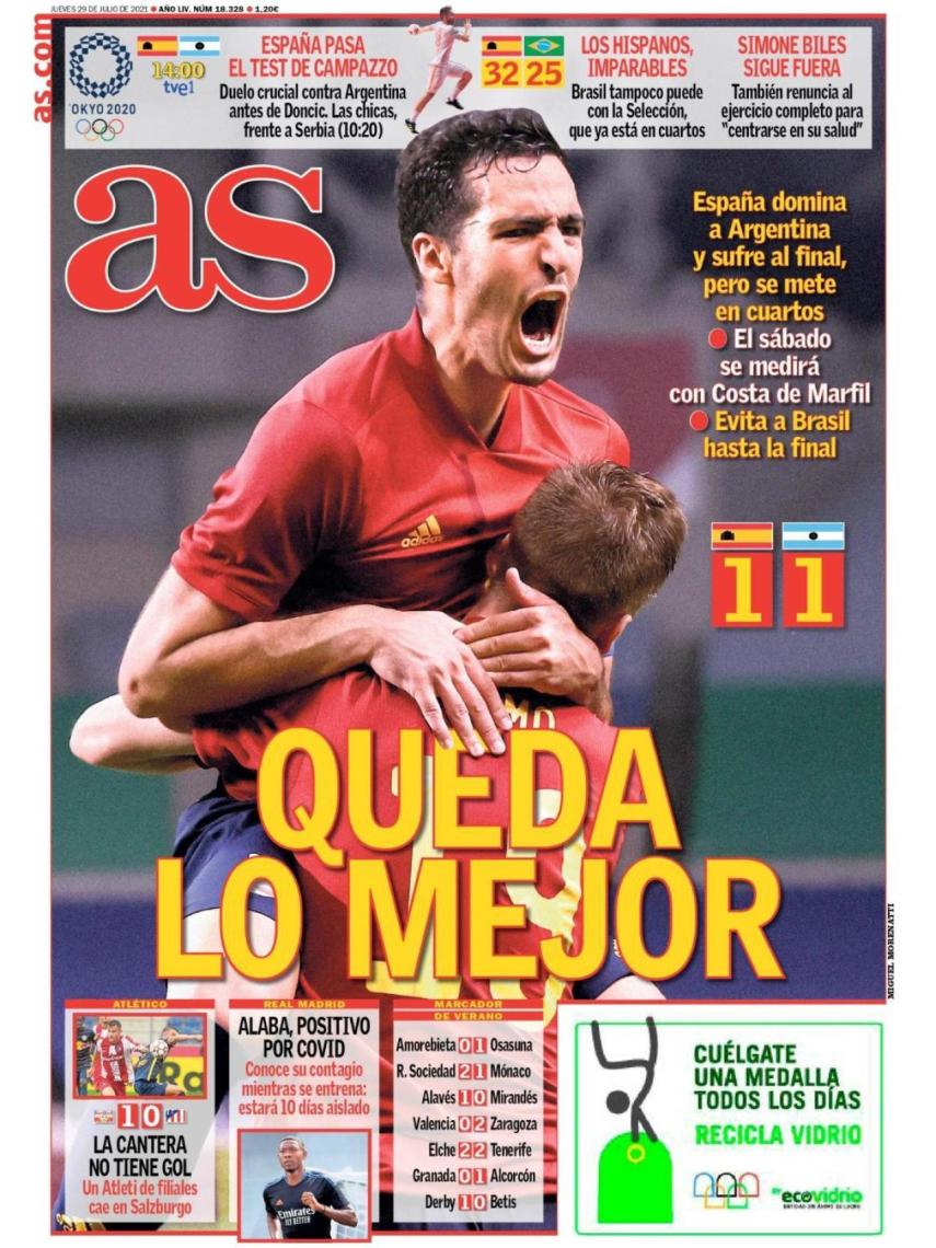 La portada del diario AS (29/07/2021)