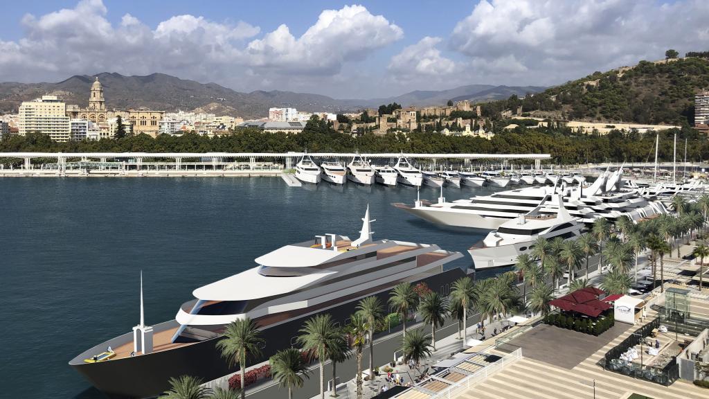 Infografía de los grandes yates que atracarán en el puerto de Málaga.