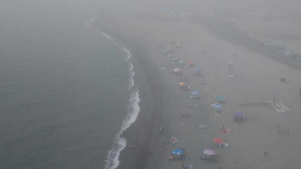 Vista de una playa de Málaga con el taró.