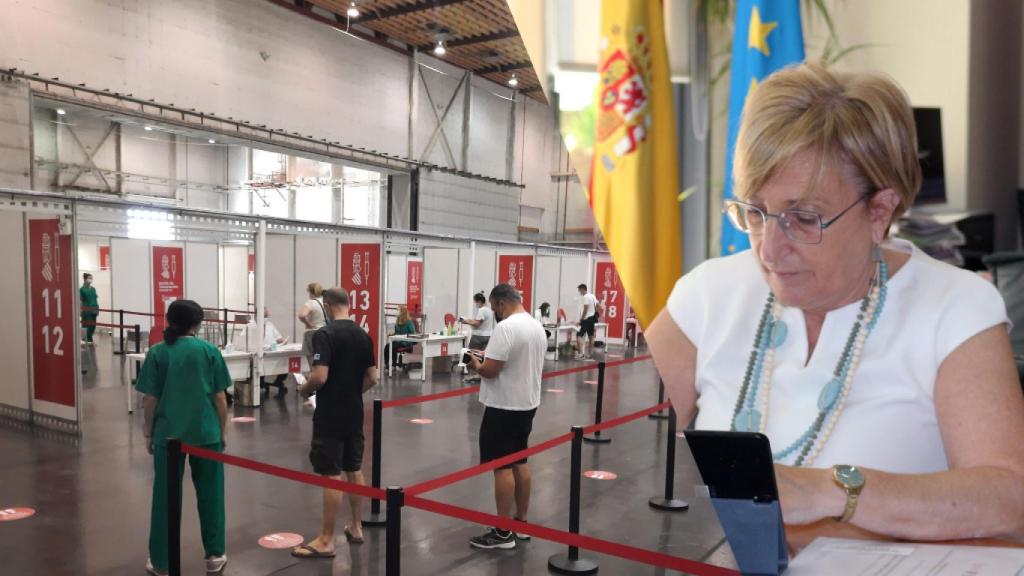 El vacunódromo de la la Ciudad de la Luz y la consellera de Sanidad, Ana Barceló.