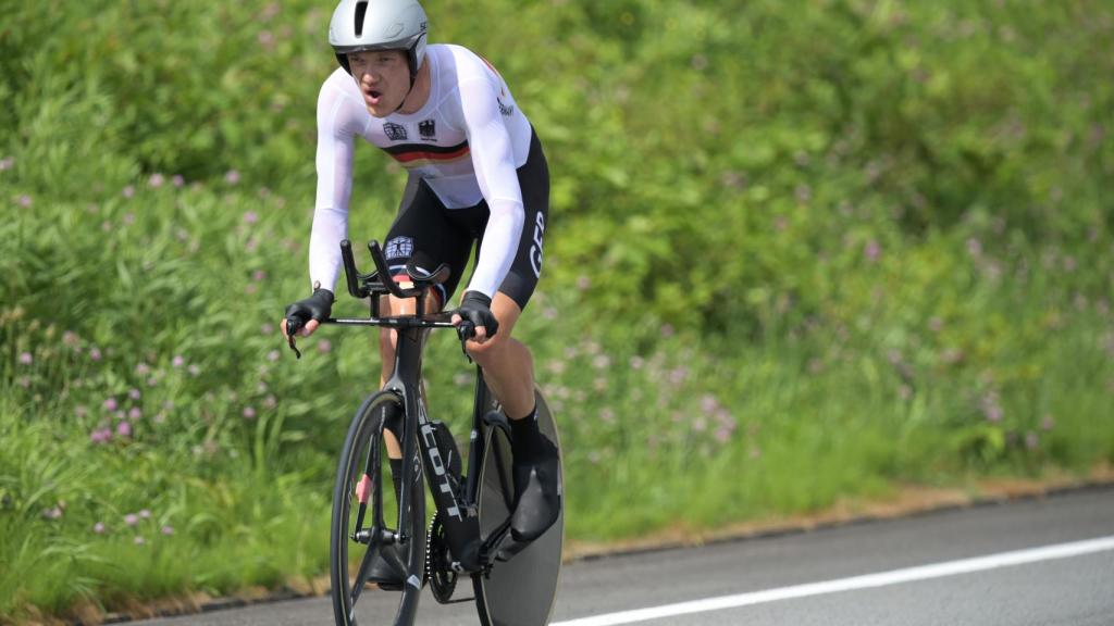 El alemán Nikias Arndt en la prueba contrarreloj de los JJOO de Tokio 2020