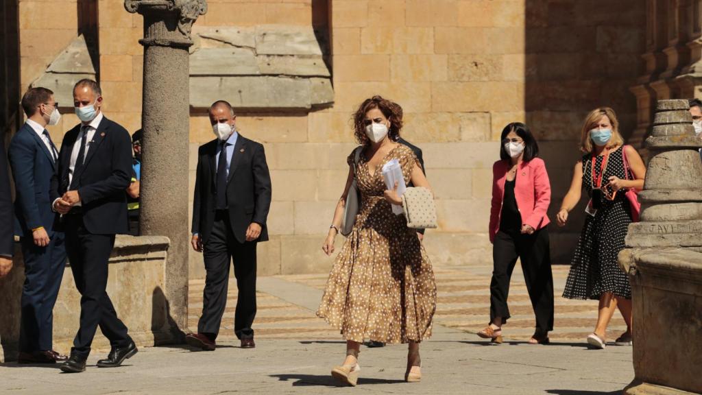 La ministra de Hacienda y Función Pública, María Jesús Montero, tras la celebración de la XXIV Conferencia de Presidentes en Salamanca.
