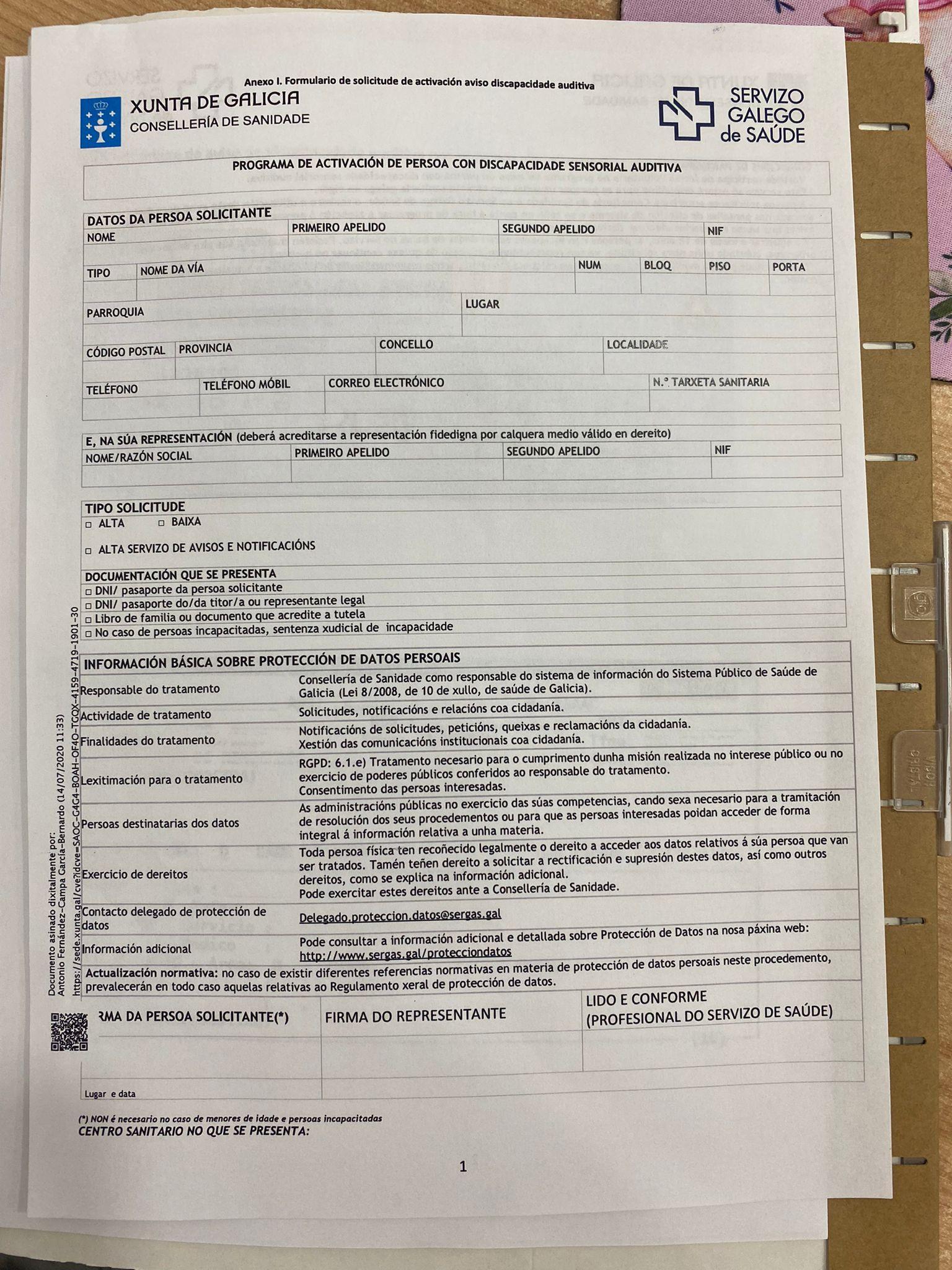 Modelo de formulario para activación del aviso. Foto: AXF.