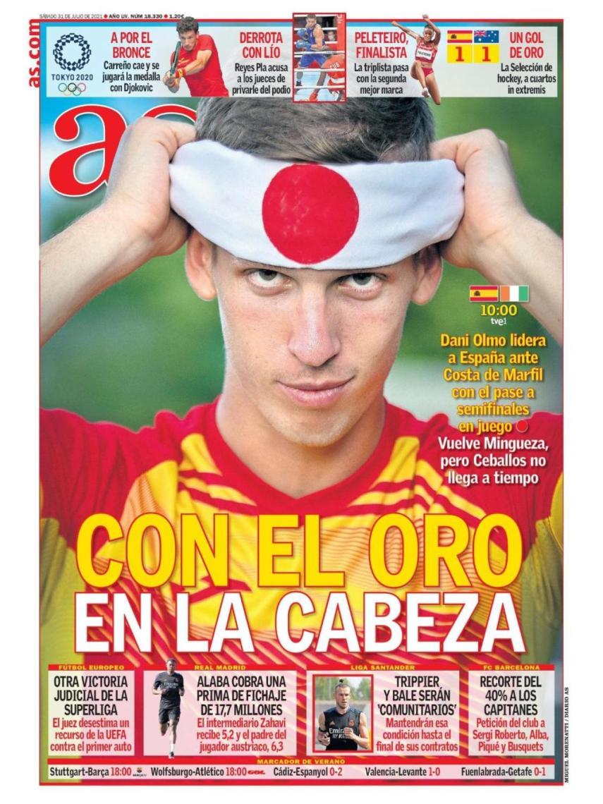 La portada del diario AS (31/07/2021)