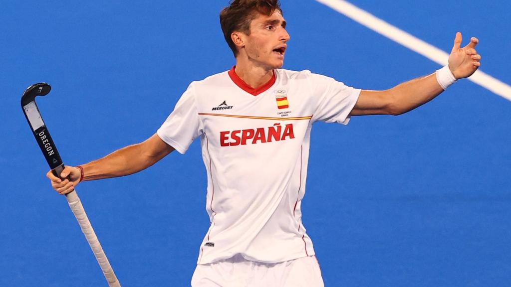 Marc Bolto durante un partido de España hockey hierba