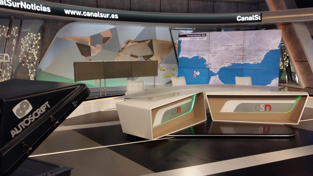 Imagen de archivo del plató de los servicios informativos de Canal Sur TV.