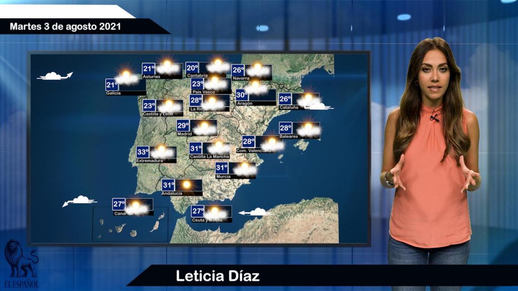 El tiempo del martes 3 de agosto.