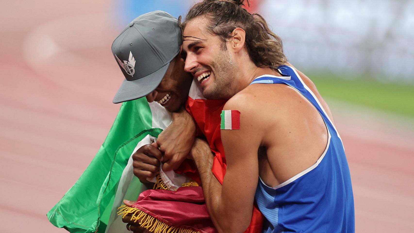 El italiano Gianmarco Tamberi junto a Mutaz Essa Barshim