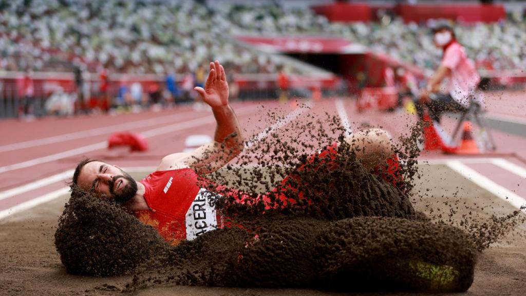 Eusebio Cáceres, en la final de triple salto de los Juegos Olímpicos de Tokio 2020
