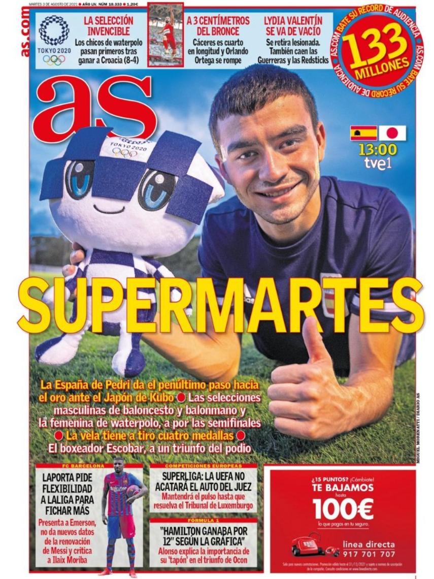 La portada del diario AS (03/08/2021)