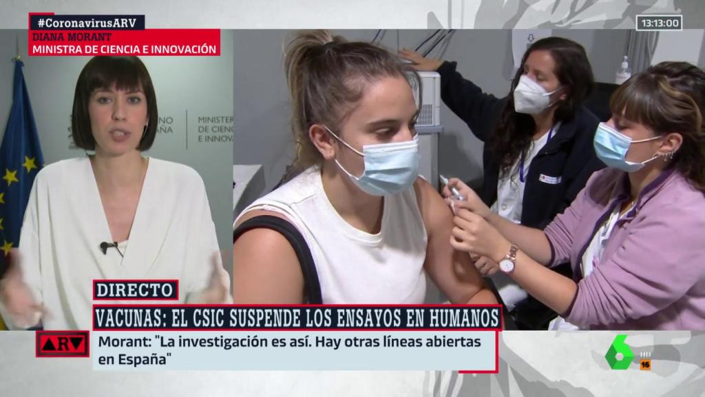 La ministra de Ciencia e Innovación, Diana Morant, este miércoles en La Sexta.