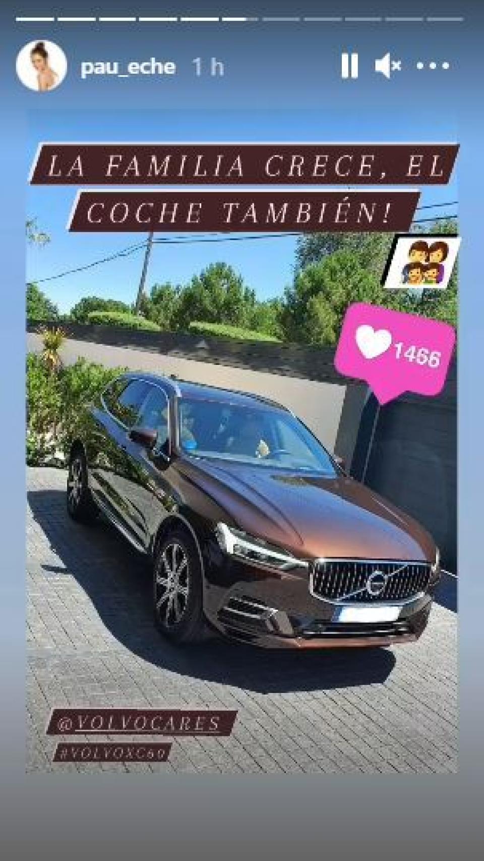 El 'story' de Paula Echevarría, en el que ha mostrado el nuevo coche familiar.