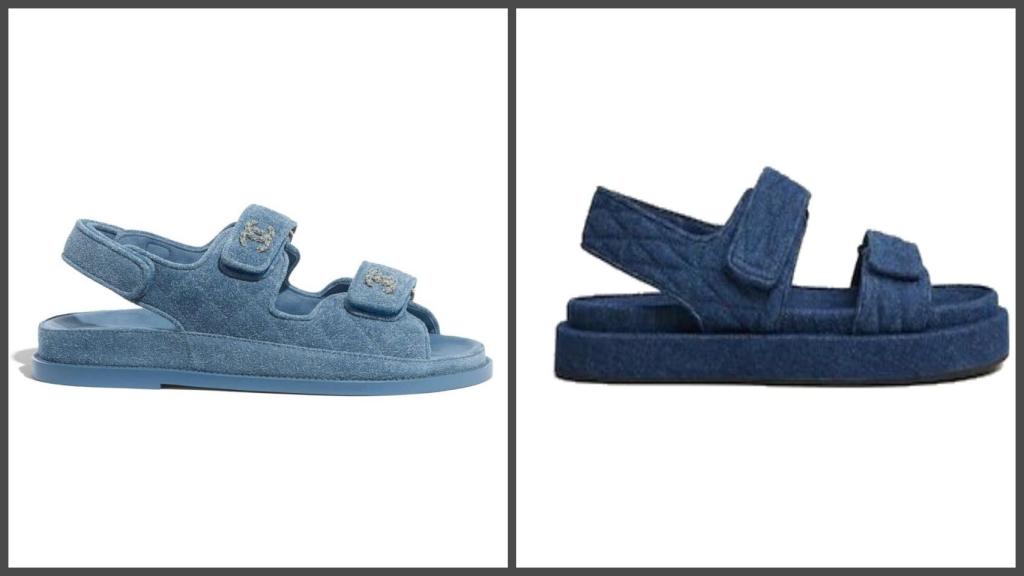 A la derecha, las sandalias de Chanel, a la izquierda, las de Mango.
