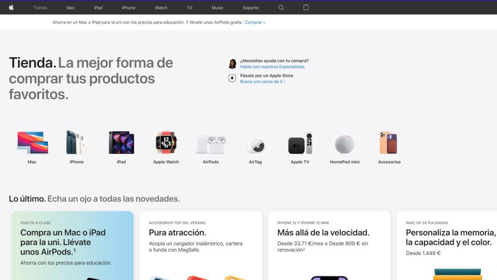 Apple rediseña su web