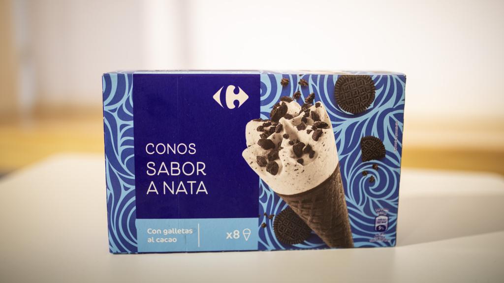 La caja de conos de nata de Carrefour.