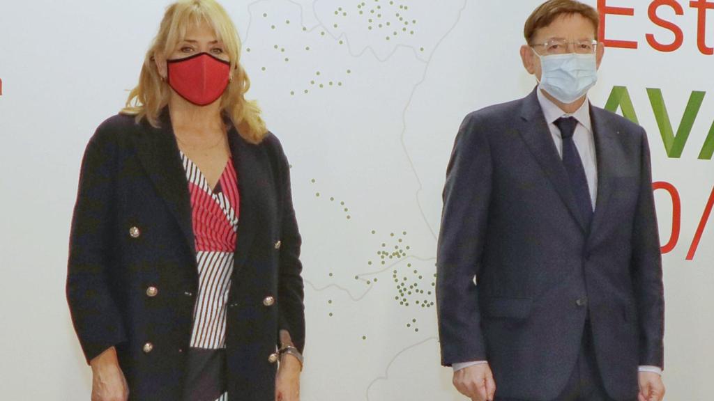 La directora general de la Agenda Valenciana, Jeannette Segarra, y el presidente de la Generalitat, Ximo Puig.