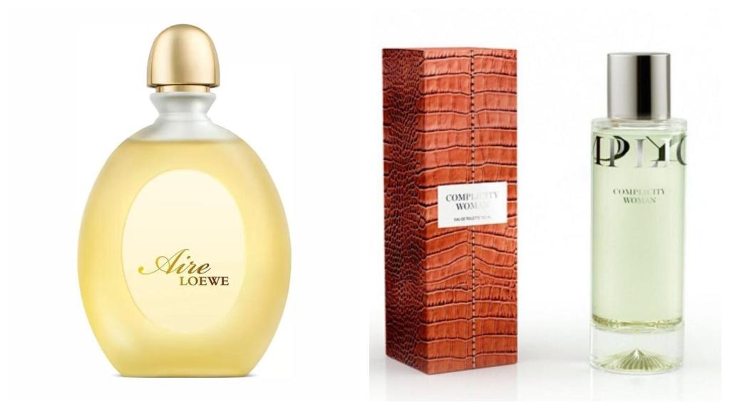 A la izquierda el frasco de 'Aire de Loewe', a la derecha el envase de 'Complicity Woman'.